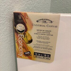 Windsor & Newton TWIN PACK Medium Grain 100% Cotton Stretched Canvas Panels RARE